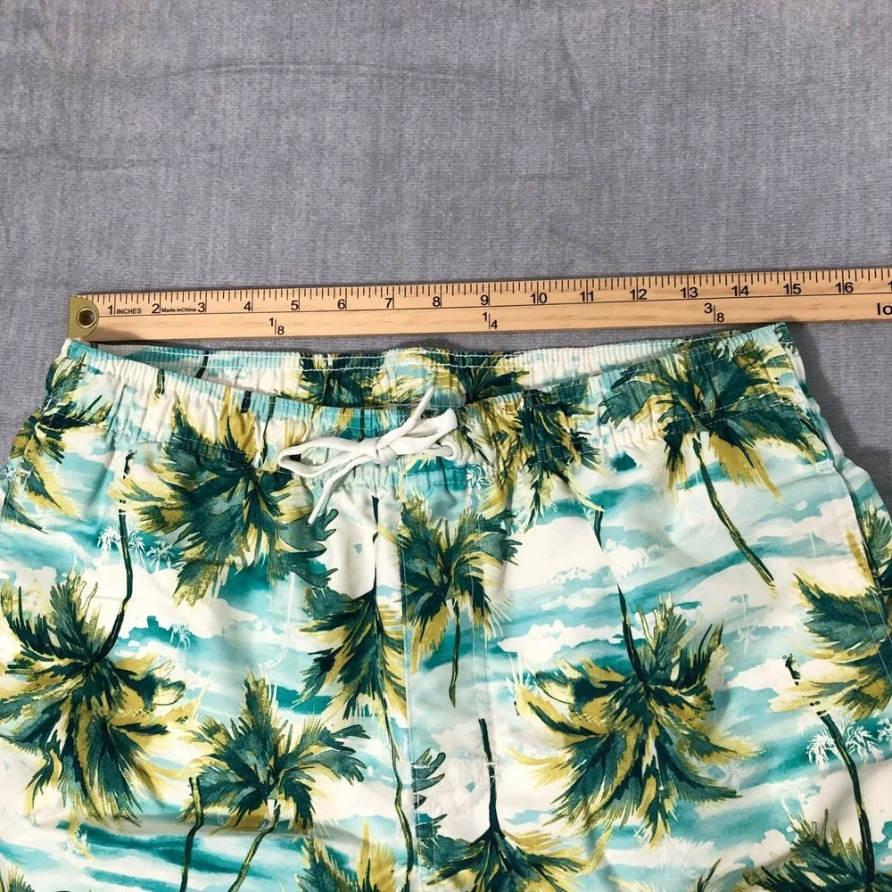 Old Navy Swim Trunks Mens Medium Green Palm Tree Tropical Board Shorts Beachwear